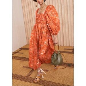 NWOT Ulla Johnson Midi Puff Long-Sleeve Floral Leilani Dress